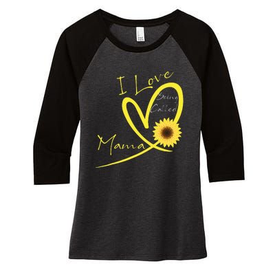 I Love Being Called Mama Sunflower Heart Women's Tri-Blend 3/4-Sleeve Raglan Shirt