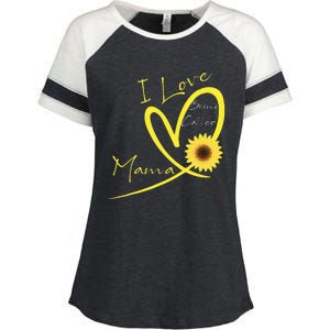 I Love Being Called Mama Sunflower Heart Enza Ladies Jersey Colorblock Tee