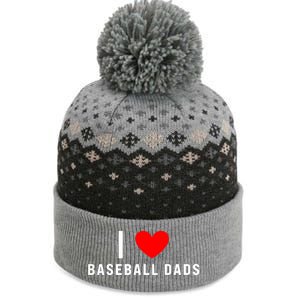 I Love Baseball Dads Funny Red Heart Gift The Baniff Cuffed Pom Beanie