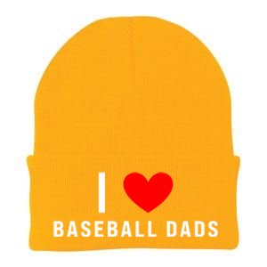 I Love Baseball Dads Funny Red Heart Gift Knit Cap Winter Beanie