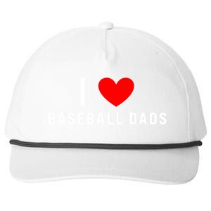 I Love Baseball Dads Funny Red Heart Gift Snapback Five-Panel Rope Hat