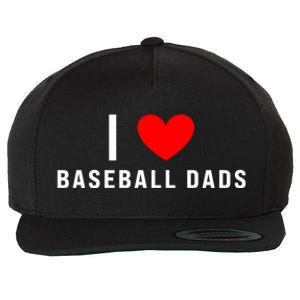 I Love Baseball Dads Funny Red Heart Gift Wool Snapback Cap