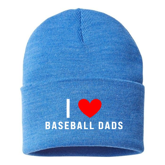 I Love Baseball Dads Funny Red Heart Gift Sustainable Knit Beanie