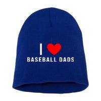 I Love Baseball Dads Funny Red Heart Gift Short Acrylic Beanie