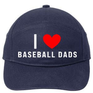 I Love Baseball Dads Funny Red Heart Gift 7-Panel Snapback Hat