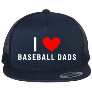 I Love Baseball Dads Funny Red Heart Gift Flat Bill Trucker Hat