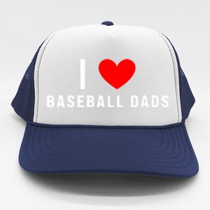 I Love Baseball Dads Funny Red Heart Gift Trucker Hat