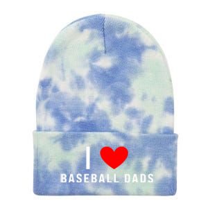 I Love Baseball Dads Funny Red Heart Gift Tie Dye 12in Knit Beanie