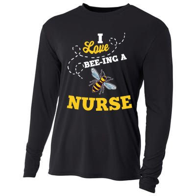 I Love BeeIng A Nurse Honey Bee Job Profession Cooling Performance Long Sleeve Crew