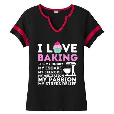 I Love Baking - Funny Cupcake Baker Pastry Baking Gift Ladies Halftime Notch Neck Tee