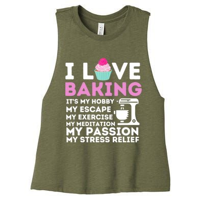 I Love Baking - Funny Cupcake Baker Pastry Baking Gift Women's Racerback Cropped Tank