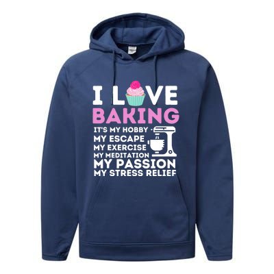 I Love Baking - Funny Cupcake Baker Pastry Baking Gift Performance Fleece Hoodie