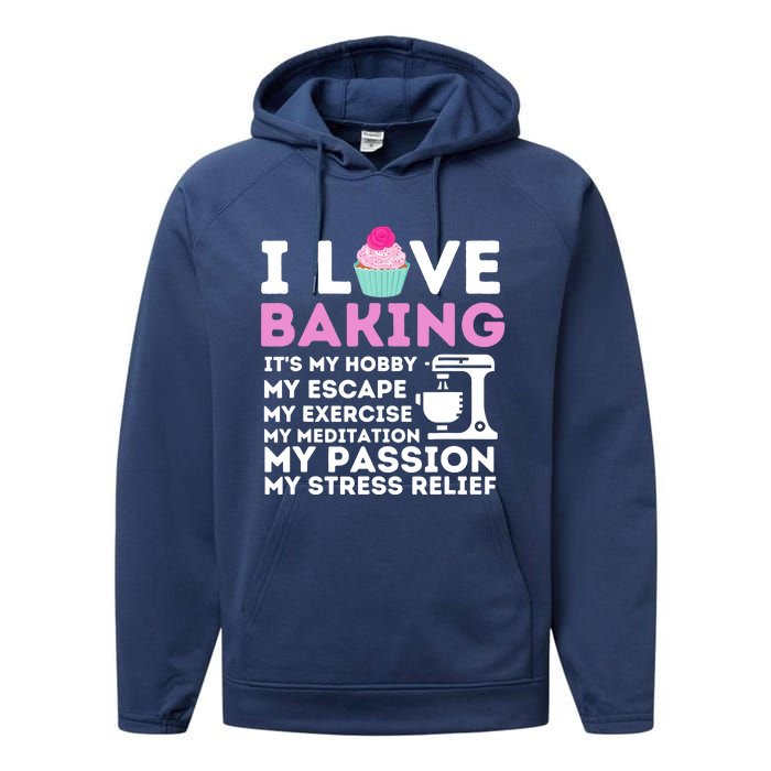 I Love Baking - Funny Cupcake Baker Pastry Baking Gift Performance Fleece Hoodie