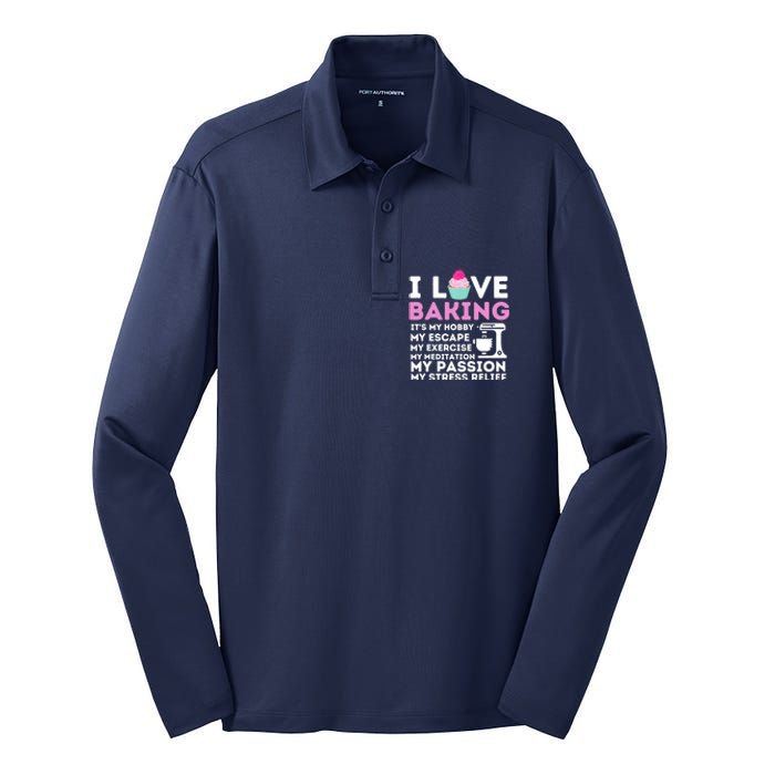 I Love Baking - Funny Cupcake Baker Pastry Baking Gift Silk Touch Performance Long Sleeve Polo