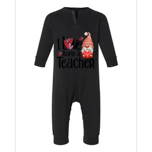 I Love Being A Teacher Gnome Valentine Infant Fleece One Piece