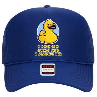 I Like Big Ducks And I Cannot Lie Rubber Duck High Crown Mesh Back Trucker Hat