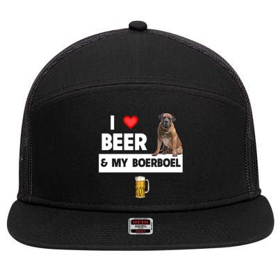 I Love Beer And My Boerboel Hunting Dog Mom Dad Ing Meaningful Gift 7 Panel Mesh Trucker Snapback Hat