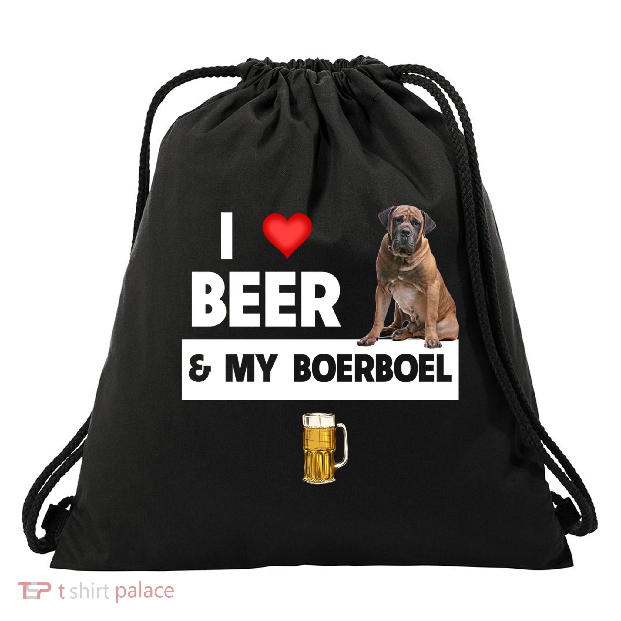 I Love Beer And My Boerboel Hunting Dog Mom Dad Ing Meaningful Gift Drawstring Bag