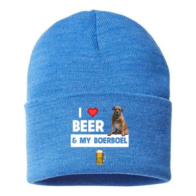 I Love Beer And My Boerboel Hunting Dog Mom Dad Ing Meaningful Gift Sustainable Knit Beanie