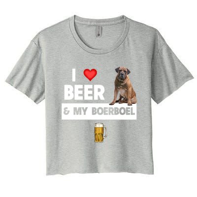 I Love Beer And My Boerboel Hunting Dog Mom Dad Ing Meaningful Gift Women's Crop Top Tee