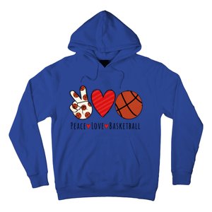 I Love Basketball Funny Gift Heart Peace Love Hippie Sports Fan Gift Hoodie