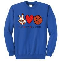 I Love Basketball Funny Gift Heart Peace Love Hippie Sports Fan Gift Sweatshirt