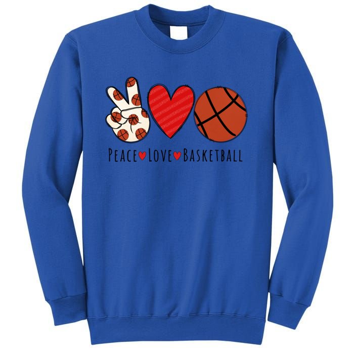 I Love Basketball Funny Gift Heart Peace Love Hippie Sports Fan Gift Sweatshirt