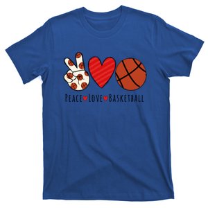 I Love Basketball Funny Gift Heart Peace Love Hippie Sports Fan Gift T-Shirt