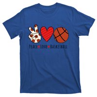 I Love Basketball Funny Gift Heart Peace Love Hippie Sports Fan Gift T-Shirt