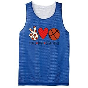 I Love Basketball Funny Gift Heart Peace Love Hippie Sports Fan Gift Mesh Reversible Basketball Jersey Tank