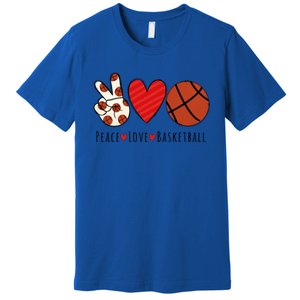 I Love Basketball Funny Gift Heart Peace Love Hippie Sports Fan Gift Premium T-Shirt