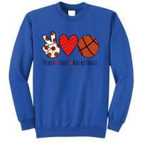 I Love Basketball Funny Gift Heart Peace Love Hippie Sports Fan Gift Tall Sweatshirt