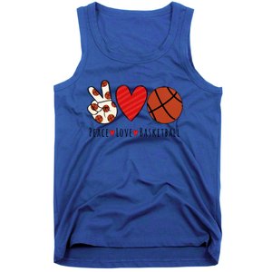 I Love Basketball Funny Gift Heart Peace Love Hippie Sports Fan Gift Tank Top