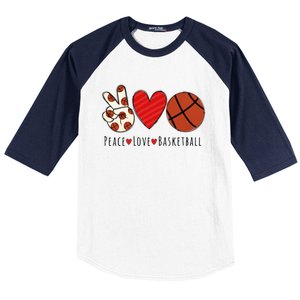 I Love Basketball Funny Gift Heart Peace Love Hippie Sports Fan Gift Baseball Sleeve Shirt