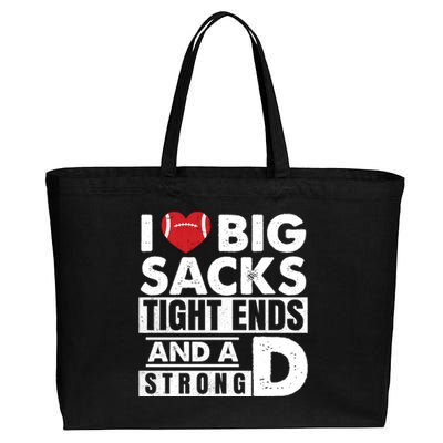 I Love Big Sacks Tight Ends and A Strong D Funny Football Cotton Canvas Jumbo Tote