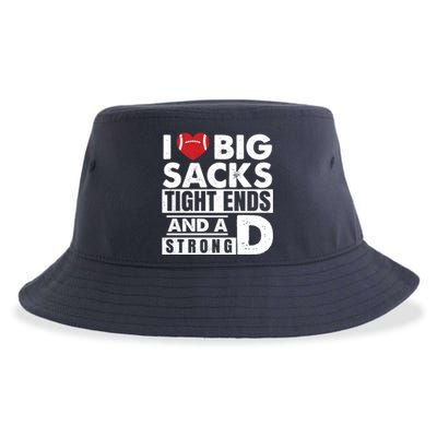 I Love Big Sacks Tight Ends and A Strong D Funny Football Sustainable Bucket Hat