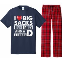 I Love Big Sacks Tight Ends and A Strong D Funny Football Pajama Set