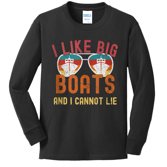 I Like Big Boats And I Cannot Lie Yacht Boating Funny Cruise Kids Long Sleeve Shirt