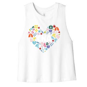 I Love Being A Cna Certified Nurse Heart Medical Assistant Great Gift Women's Racerback Cropped Tank