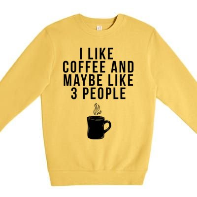 I Like Coffee And Maybe Like 3 People Coffee Gift Premium Crewneck Sweatshirt