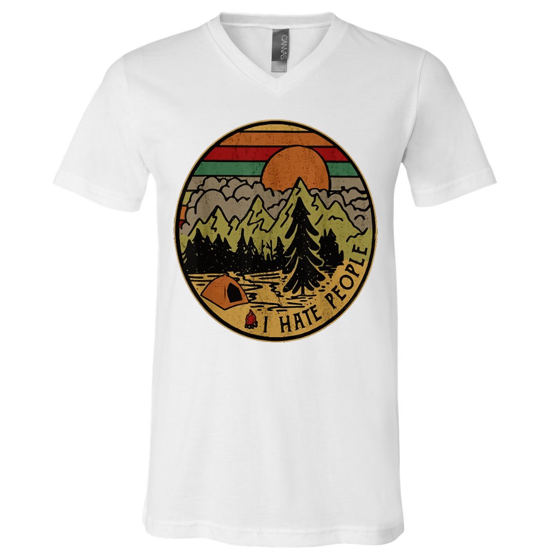 I Love Camping I Hate People Outdoors V-Neck T-Shirt