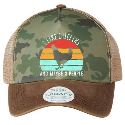 I Like Chickens And Maybe 3 People Funny Chicken Lover Funny Gift Legacy Tie Dye Trucker Hat