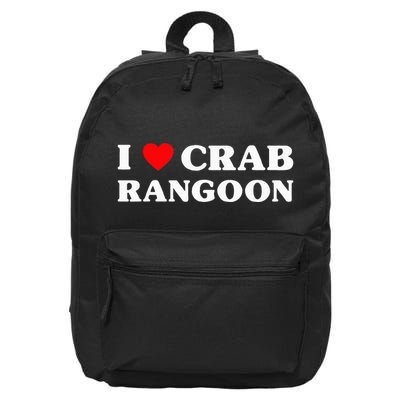 I Love Crab Rangoon American Food Funny Crab Rangoon 16 in Basic Backpack