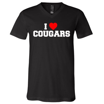 I Love Cougars Funny Fraternity College Party Greek Frat V-Neck T-Shirt