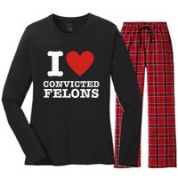 I Love Convicted Felons I Heart Convicted Felons Women's Long Sleeve Flannel Pajama Set 