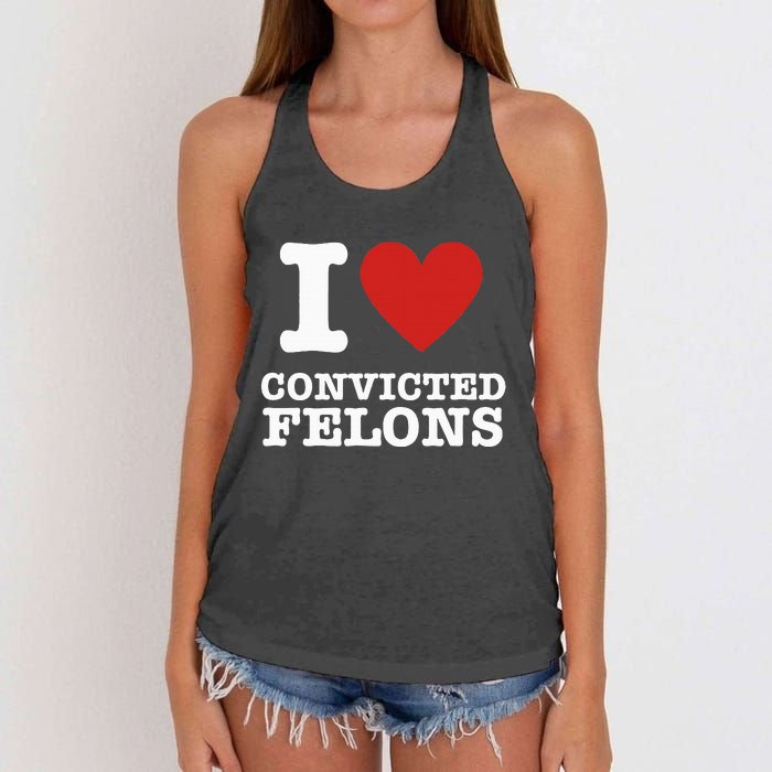 I Love Convicted Felons I Heart Convicted Felons Women's Knotted Racerback Tank