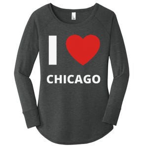 I Love Chicago Heart Illinois Love Fan Apparel for Tourists Women's Perfect Tri Tunic Long Sleeve Shirt