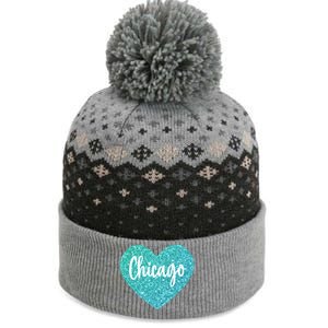 I Love Chicago Usa Heart Great Gift The Baniff Cuffed Pom Beanie