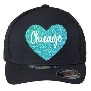 I Love Chicago Usa Heart Great Gift Flexfit Unipanel Trucker Cap