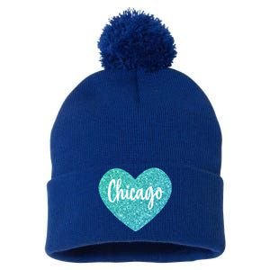 I Love Chicago Usa Heart Great Gift Pom Pom 12in Knit Beanie